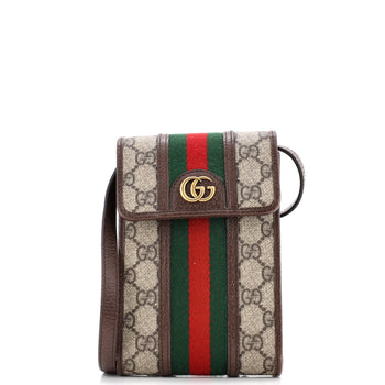 Gucci Ophidia Vertical Flap Crossbody Bag Gg Coated Canvas Mini