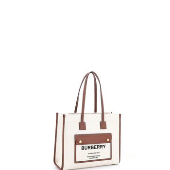 Burberry Freya Shopping Tote Canvas With Leather Small