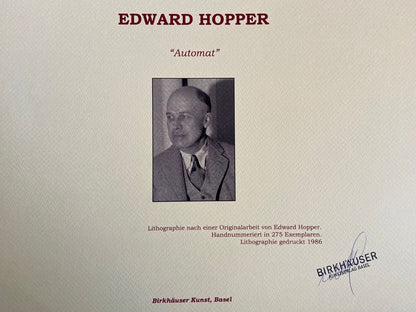 Edward Hopper Lithograph Certified Coa Signature And Stamp (Wayne Thiebaud)