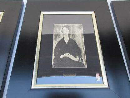 Amedeo Modigliani 1933 Original Lithograph Set Of 3 Woman Portrait Framed Coa