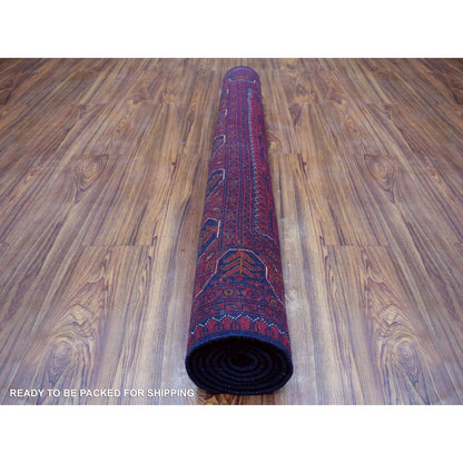 4'2"X6'6" Deep Red Afghan Khamyab Pure Wool Hand Knotted Oriental Rug
