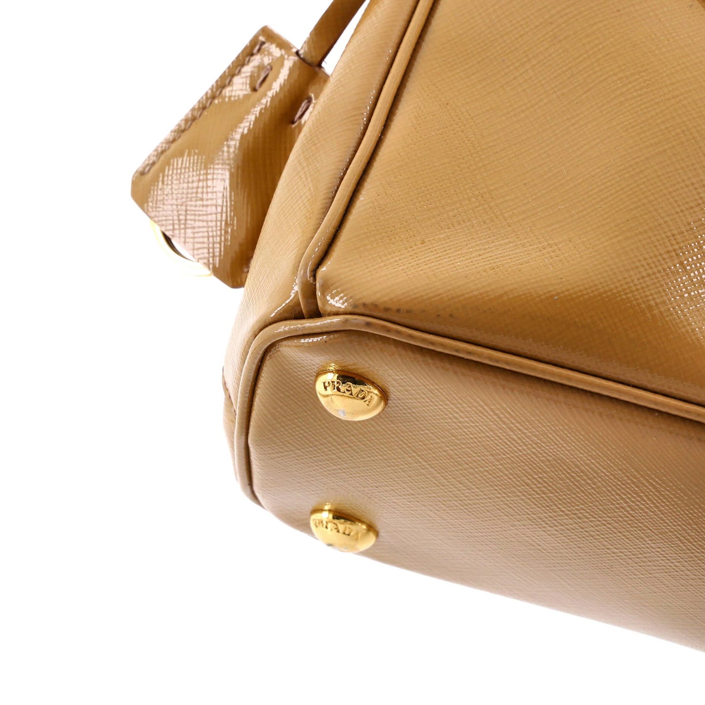 Prada Double Zip Lux Tote Vernice Saffiano Leather Small