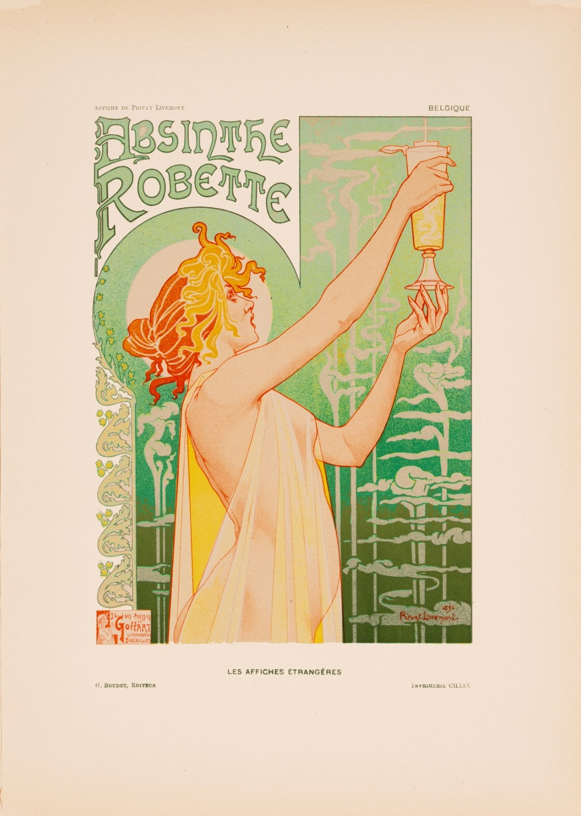Privat Livemont  Absinthe Robette  Original 1896 Chaix  Affiches Trangres