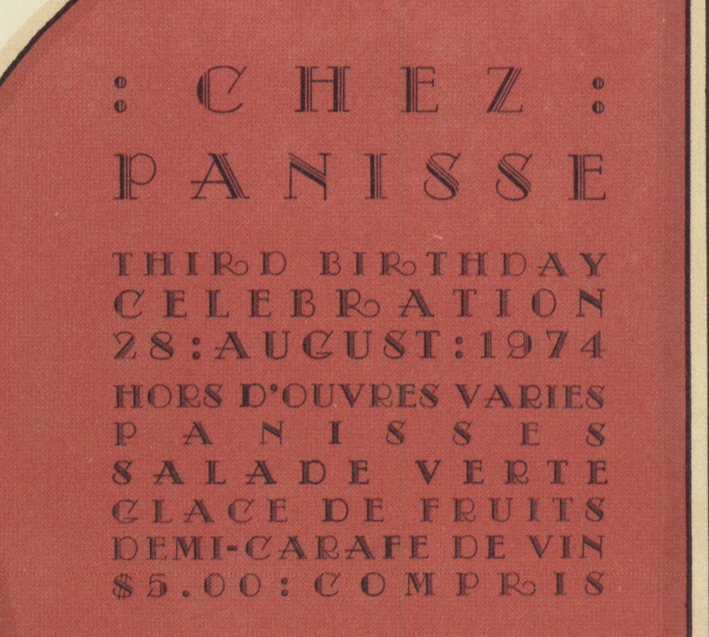 David Lance Goines Chez Panisse Third Birthday Celebration " Offse
