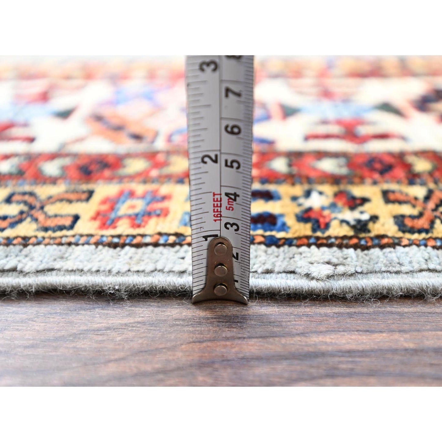 6'X6' Gray Afghan Super Kazak Wool Hand Knotted Oriental Square Rug