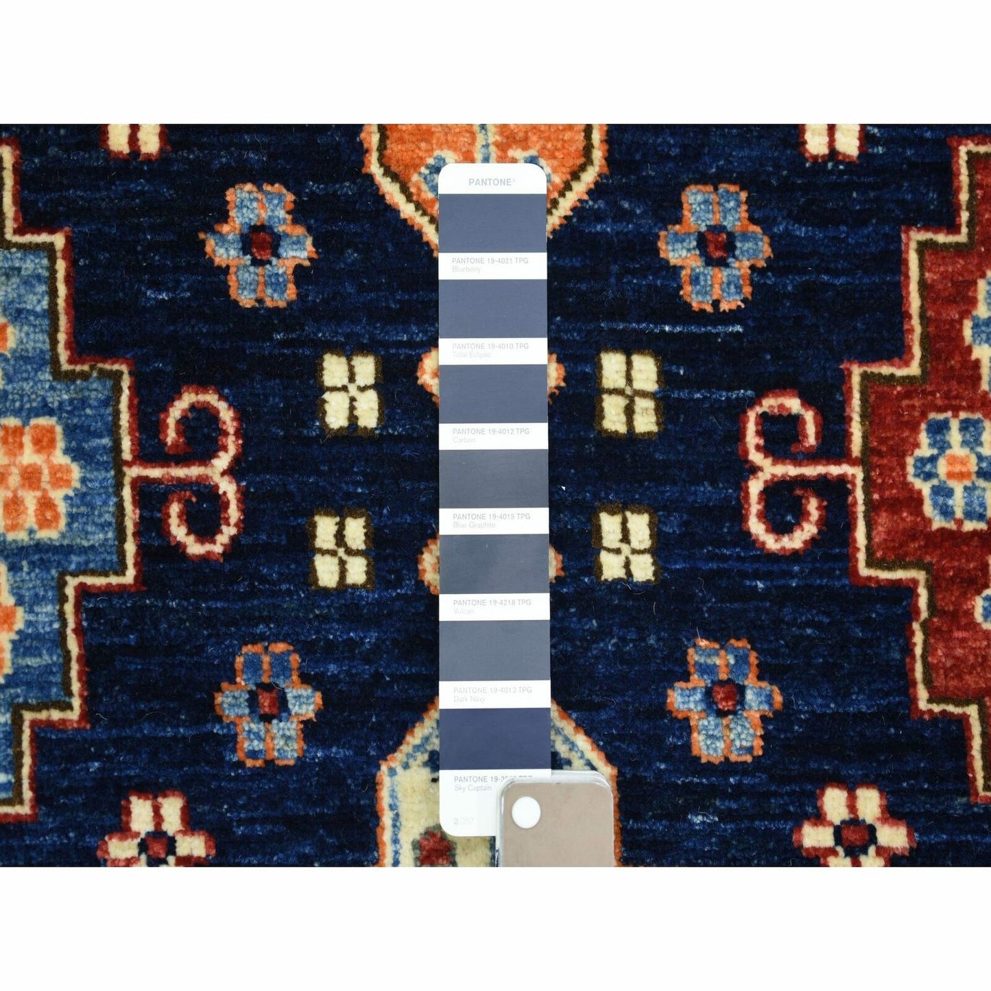 9'2"X11'10" Blue Afghan Ersari With Large Elements Wool Hand Knotted Rug