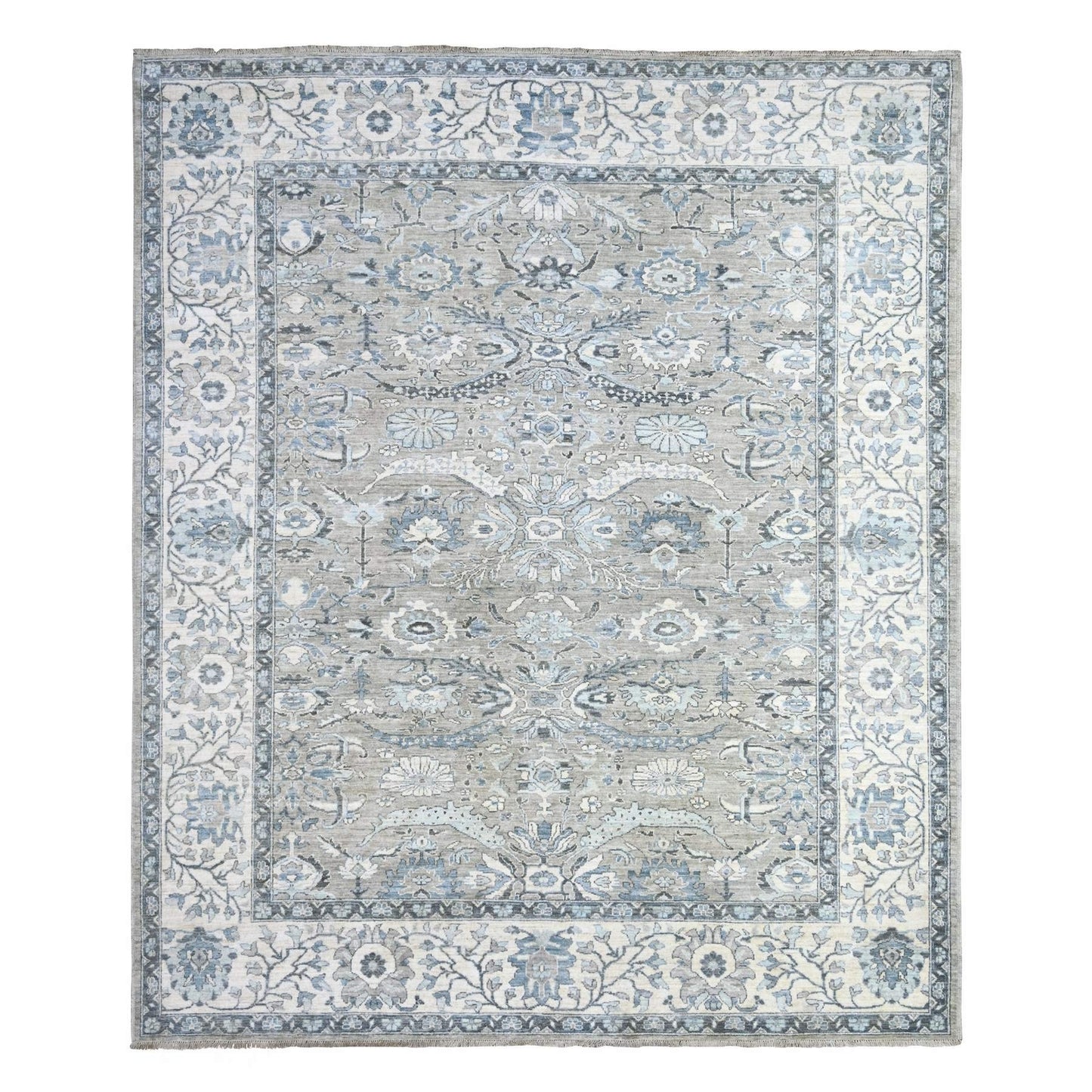 Rug 8'3"x10' Repose Gray Hand Knotted Peshawar Sickle Leaf Design Wool