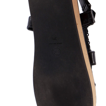 Chanel Women'S Chain Cc Slingback Sandals Quilted Leather With Cork