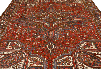 8'6X11 Ft Vintage Geometric Heriz Rug Traditional