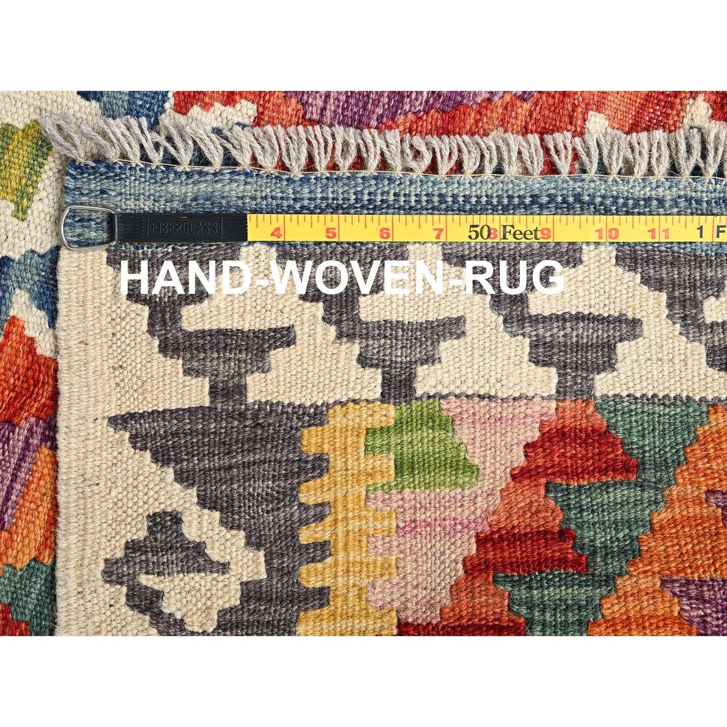 2'10"X8'1" Colorful Afghan Kilim 100% Wool Rug Flat Weave Hand Woven Runner