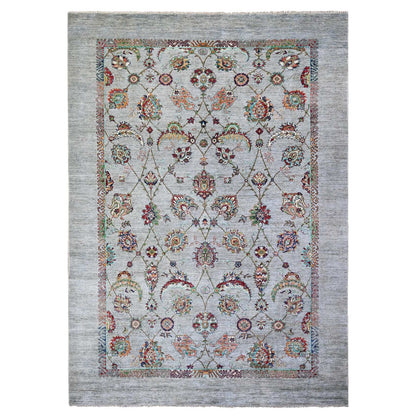 8'9"X12'1" Misty Gray Sultani With Tebraz Wool Hand Knotted Oriental Rug