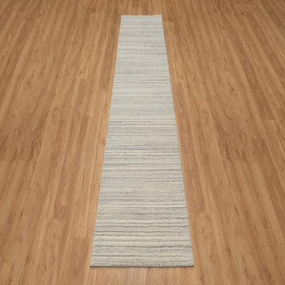 2'6"X10' Beige Plain Modern Design Undyed All Wool Hand Loomed Runner Rug
