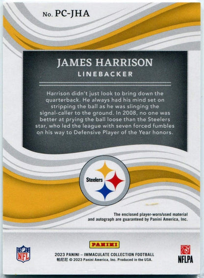James Harrison 2023 Panini Immaculate Collection Triple Jersey/Autographed Card