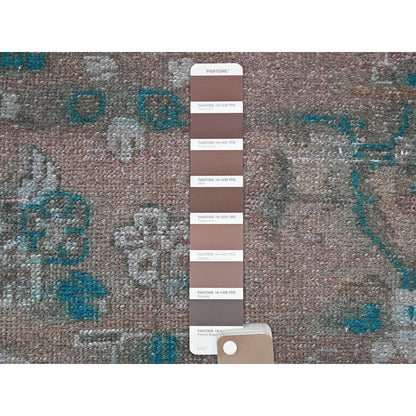 3'8"X9'3" Brown Vintage Farsian Bibikabad Hand Knotted Wool Runner Rug