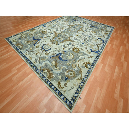 Rug 9'2"x12'3" Chiffon White Polonaise Czartoryski Hand Knotted 100% Wool