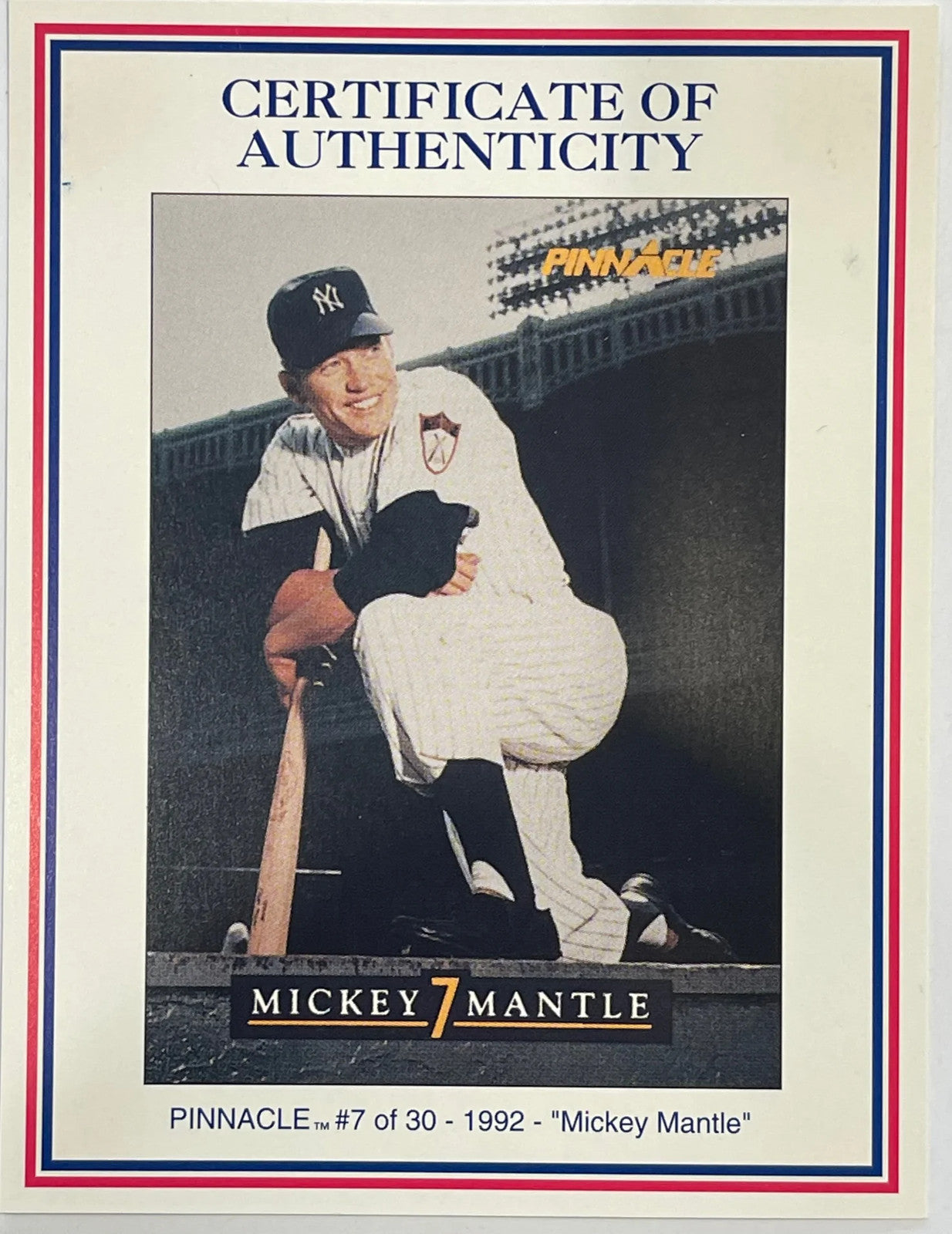 5000 Mickey Mantle Pinnacle 1992 Bronze Mint Card #361/