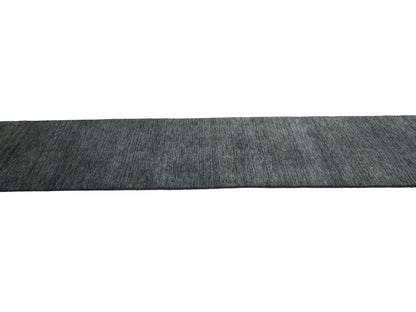 Solid Charcoal Hand-Loomed 3X12 Gabbeh Wool
