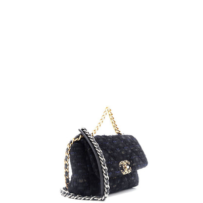 Chanel 19 Flap Bag Quilted Tweed And Ribbon Medium