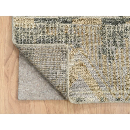 9'9"X13'10" Gray Erased Ethnic Geometric Design Wool Hand Knotted Rug