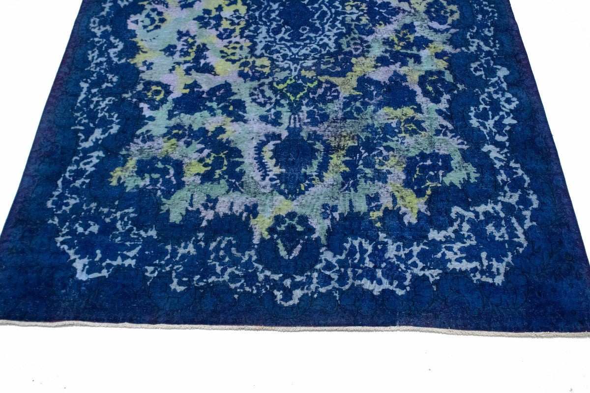 Overdyed Blue Antique Handmade Oriental Rug Distressed Carpet Decor 10X14 ft