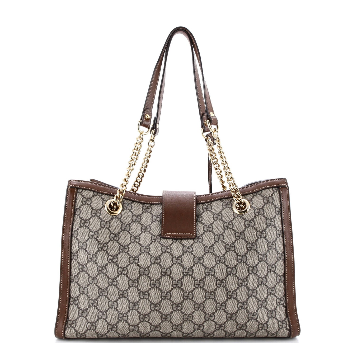 Gucci Padlock Chain Tote Gg Coated Canvas With Leather Medium