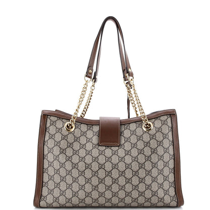 Gucci Padlock Chain Tote Gg Coated Canvas With Leather Medium