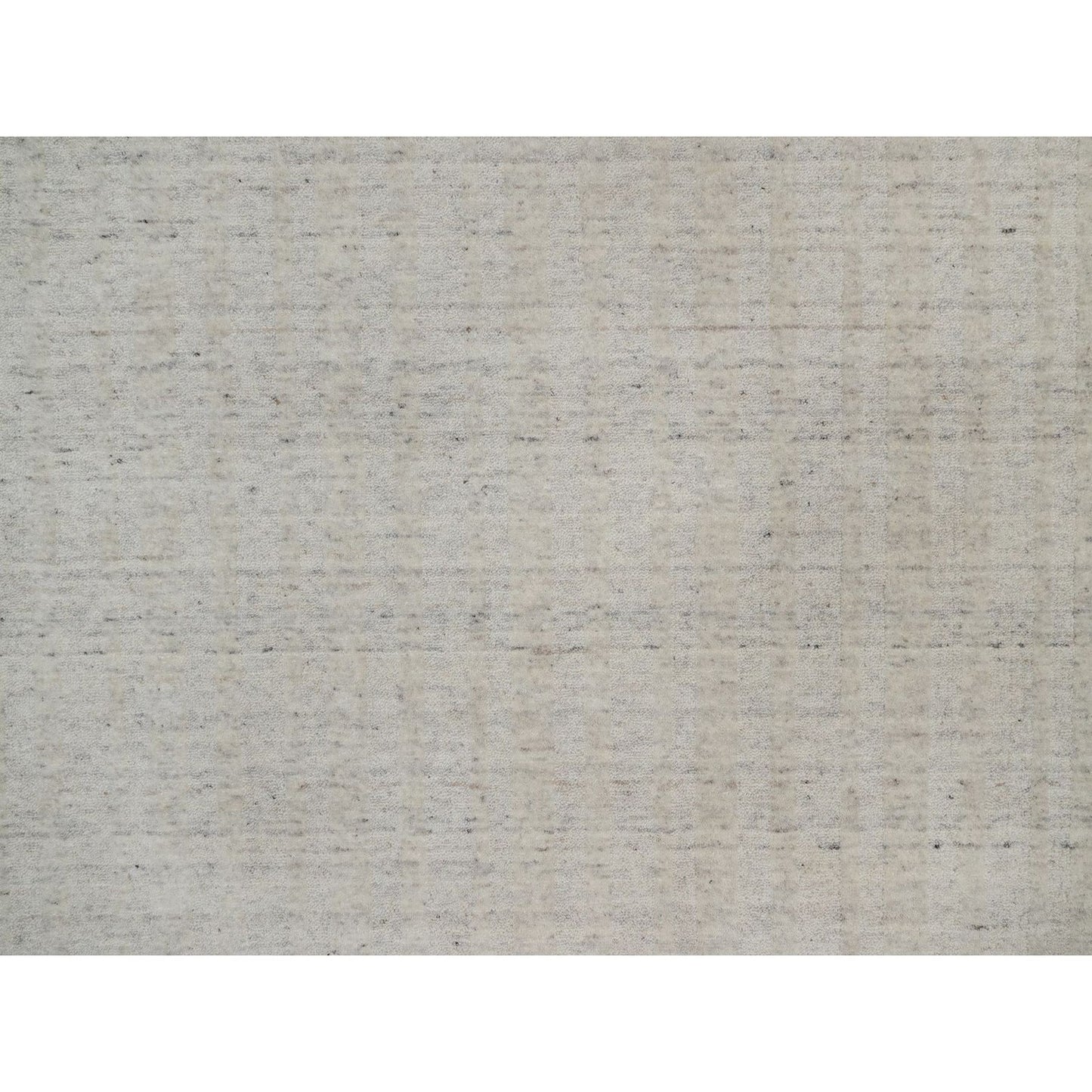 10'X14' Ivory Undyed Natural Wool Vertical Stripes Design Hand Loomed Rug