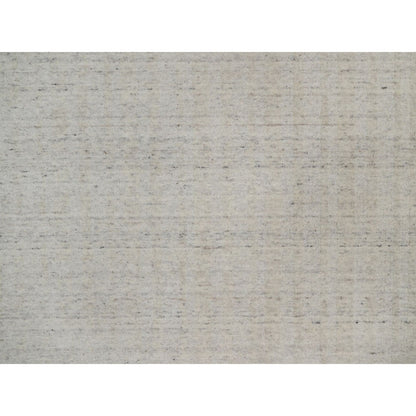 10'X14' Ivory Undyed Natural Wool Vertical Stripes Design Hand Loomed Rug
