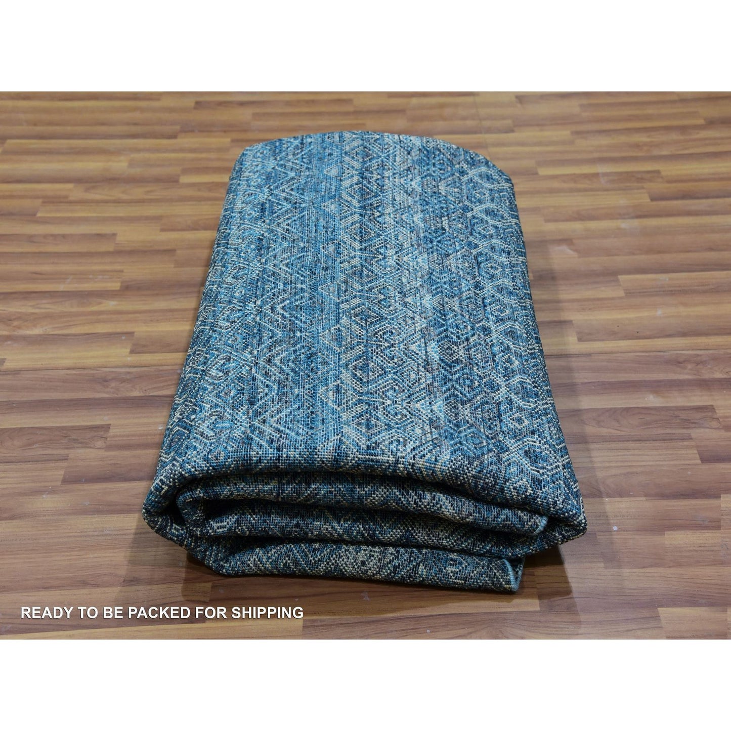 8'X8' Georgian Blue Kohinoor Herrita Design Wool Hand Knotted Round Rug