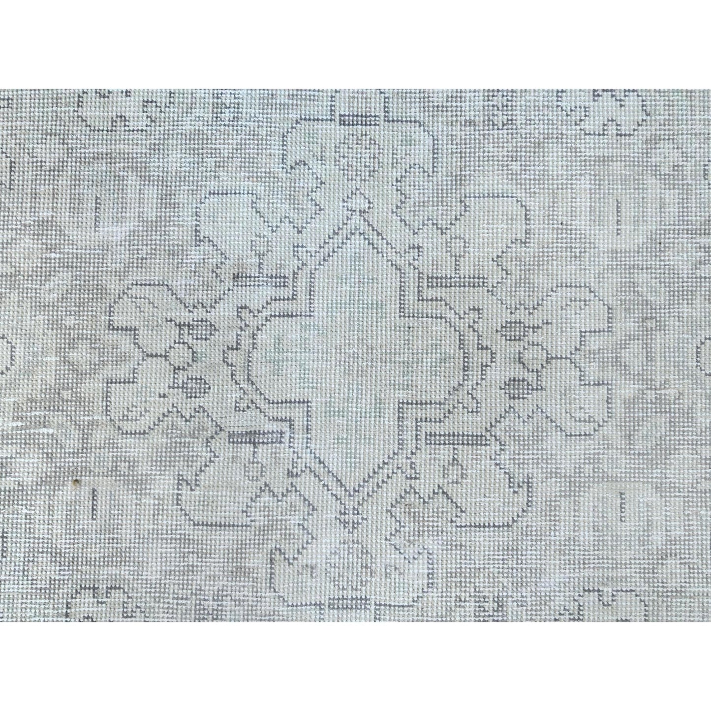 6'5"X9'4" Gray Old Farsian Hand Knotted Worn Down Wool Distressed Rug