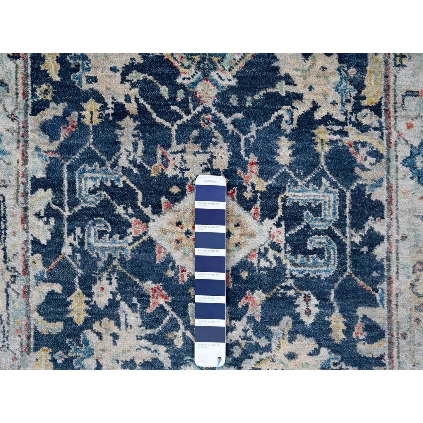 2'7"X5'9" Blue Erased Heris All Over Design Hand Knotted Wool Runner Rug