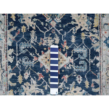 2'7"X5'9" Blue Erased Heris All Over Design Hand Knotted Wool Runner Rug