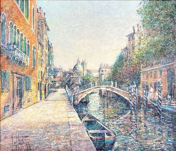 Guy Dessapt (France) Venice Landscape Painting Oil Canvas Signed Framed Coa