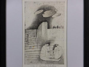 Veronika Paleckova "Portrait" Signed Etching Limited 30 Framed Czech Art