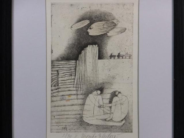 Veronika Paleckova "Portrait" Signed Etching Limited 30 Framed Czech Art