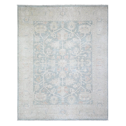 8'X9'7" Cadet Gray Finer Peshawar Soft Wool Hand Knotted Oriental Rug