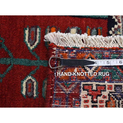 4'8"x9'7" Blue New Zoroastrian Khamadan Wool Hand Knotted Runner Rug