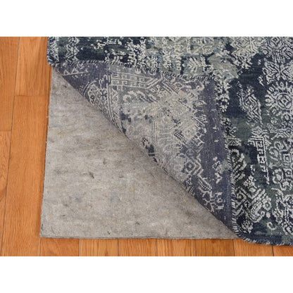 7'10"X10' Ash Gray Jewellery Design Wool And Silk Hand Knotted Rug