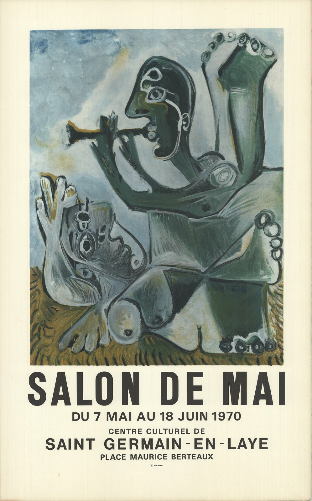 Pablo Picasso Salon De Mai " Lithograph Cubism Brown Green Blue