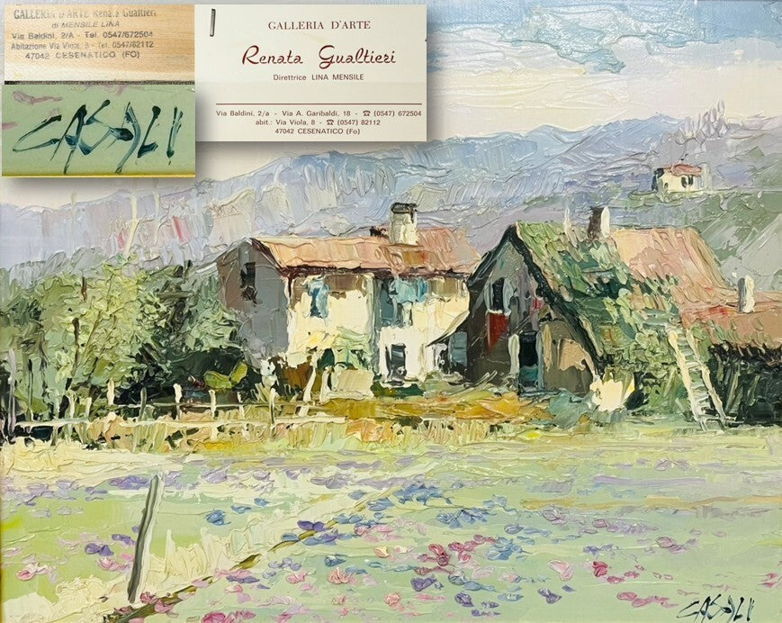 Giuseppe Casali Original Oil Painting Mountain Farmhouse Italy Landscape