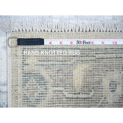 2'8"X11'7" Gray Afghan Angora Oushak 100% Wool Hand Knotted Runner Rug