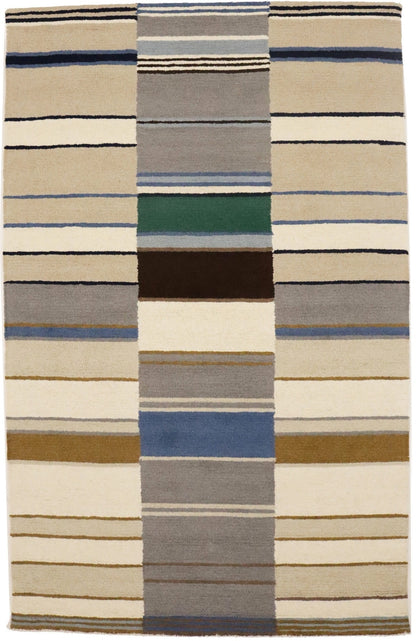 Hand-Tufted Multicolored Stripes Design Plush Rug