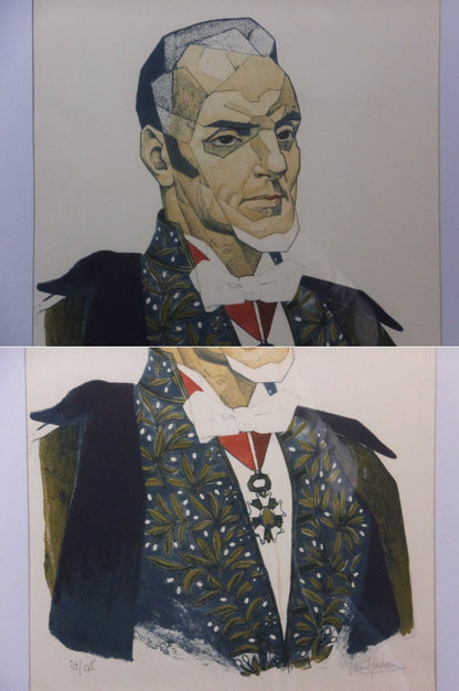Clement Serveau Signed Lithograph "Medal Of Honor" 29/175 French Portrait Framed