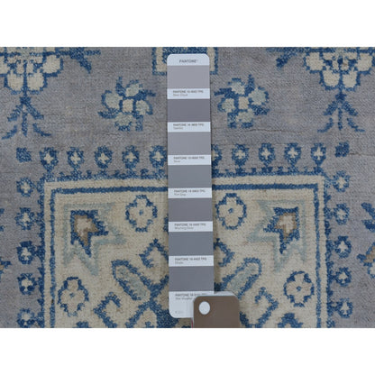 2'6"X9'7" Gray Wide Runner Wool Afghan Vintage Look Kazak Hand Made Rug