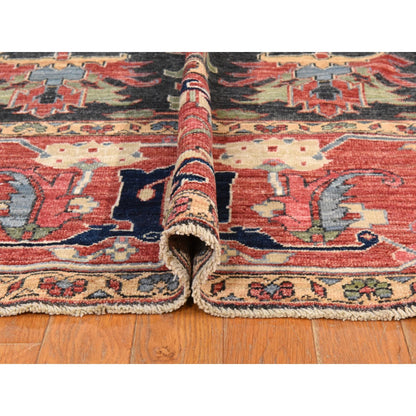 8'10"X11'10" Gray Afghan With Heris Rug All Over Design Hand Knotted Wool