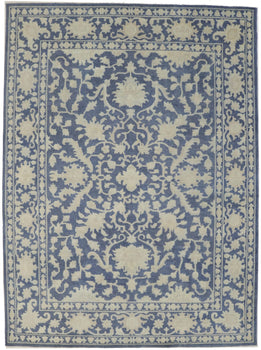 Handmade Wool Oriental Rug Large Slate Blue