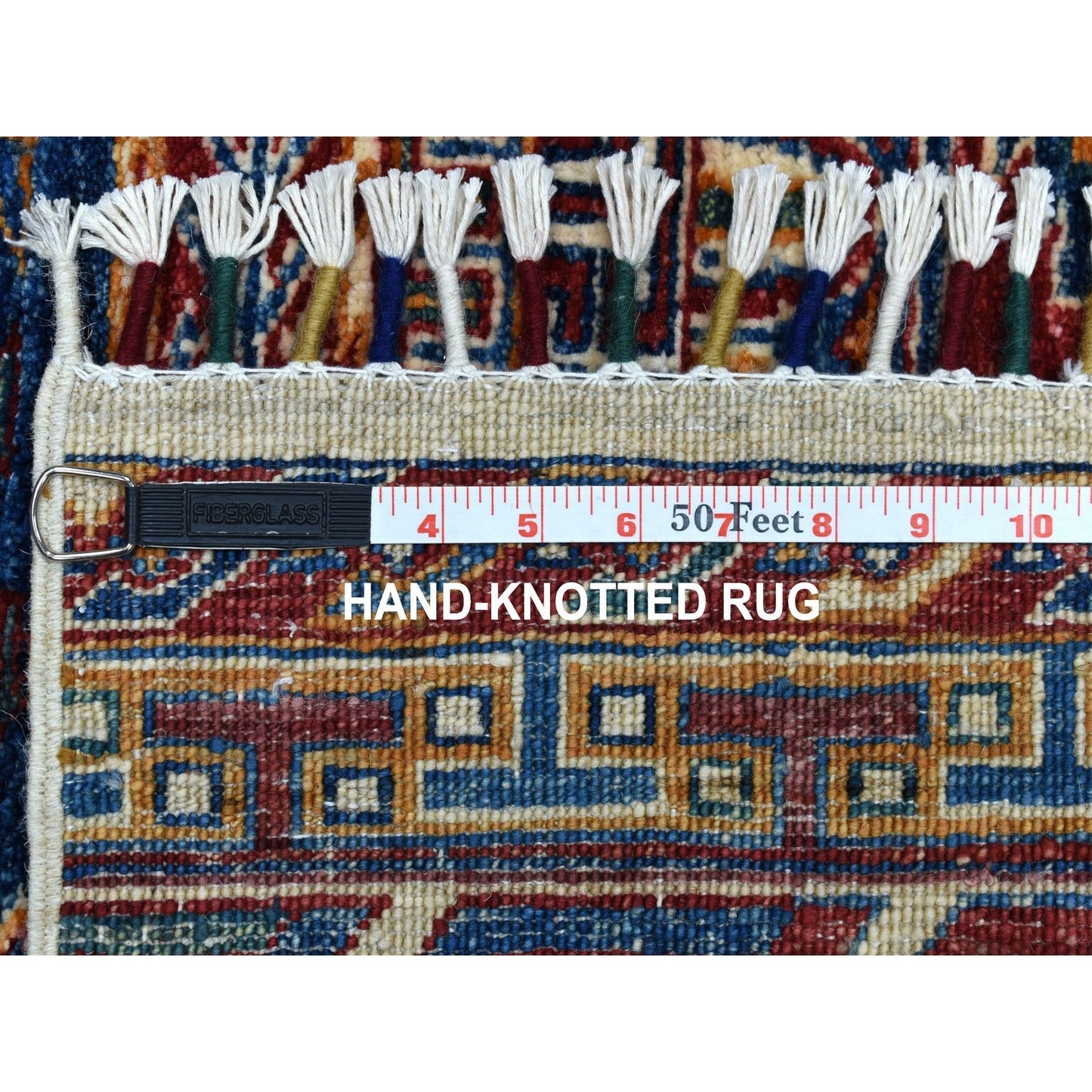 2'4"X9'1" Khorjin Design Super Kazak Tribal Pure Wool Hand Knotted Rug