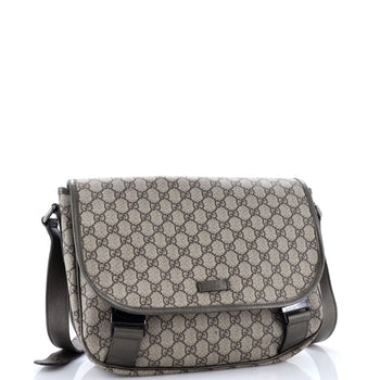 Gucci Double Buckle Messenger Bag Gg Coated Canvas Medium