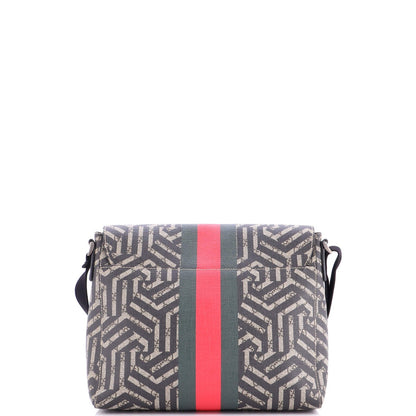 Gucci Bee Web Flap Messenger Bag Caleido Gg Coated Canvas Medium