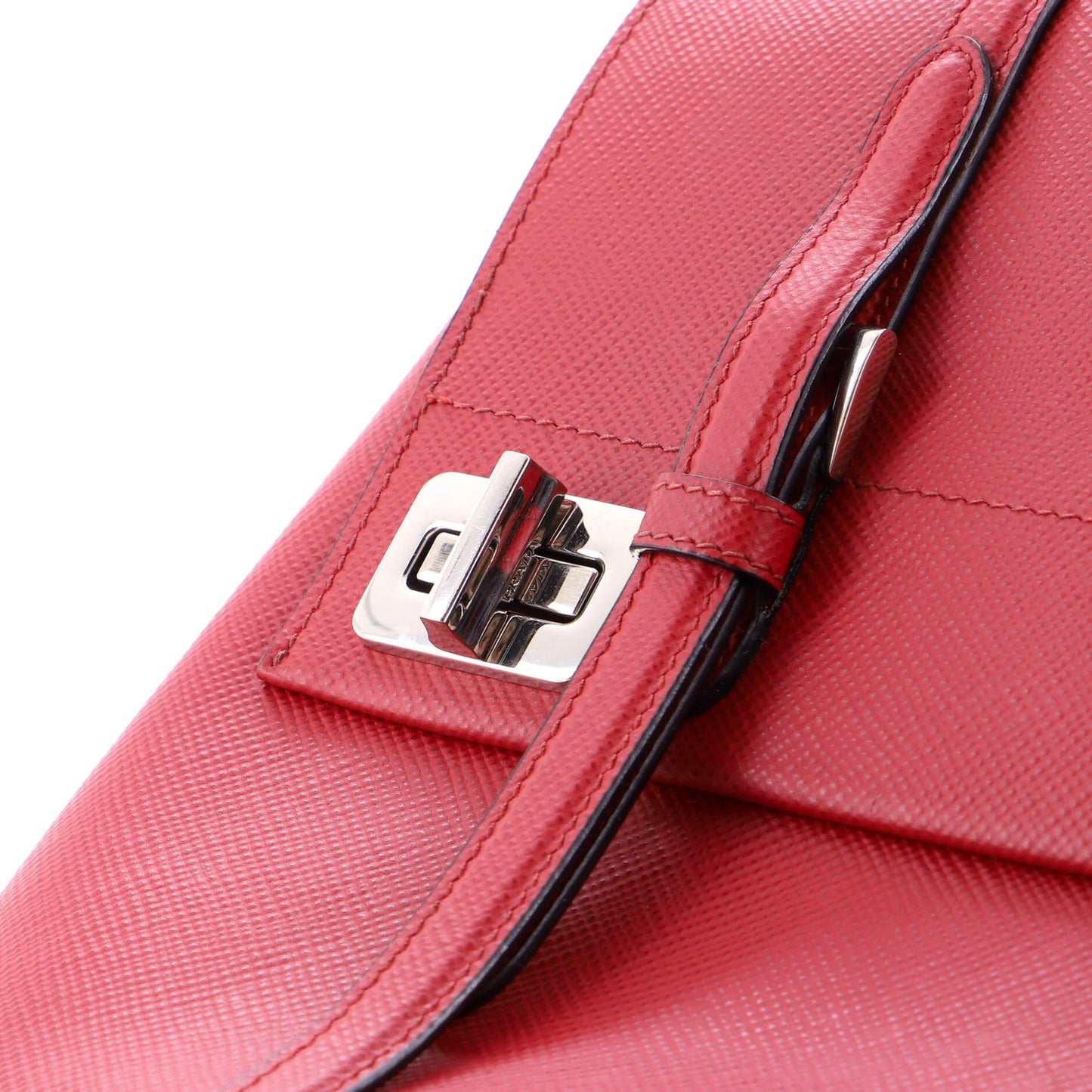 Prada Half Flap Double Turn Lock Satchel Saffiano Leather Medium